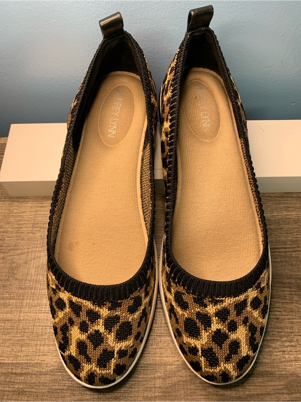 Aubrey Lynn Leopard Knit Slip-On Ballet Flats - Black/Tan